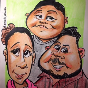 3 Faces Color Caricature Portrait