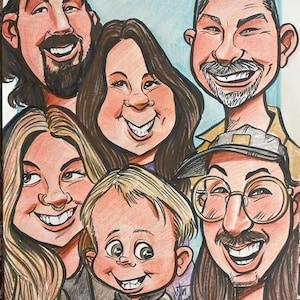 6 Faces Color Caricature Portrait