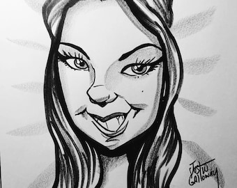 1 Face Black and White Caricature Portrait