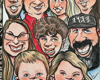 9 Faces Caricature Portrait