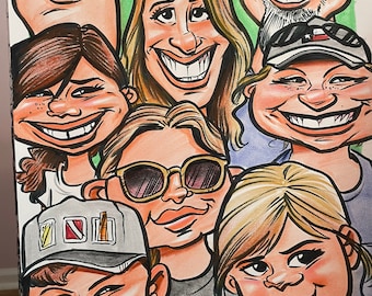 8 Faces Caricature Drawing Portrait
