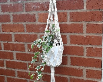Macrame Plant Hanger for Indoor Plants – Boho Hanging Planter for Windows, Handmade Home Decor