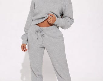 Men’s Grey Quarter Zip Sweatsuit | Lightweight Pullover | Casual Streetwear  | Soft Fleece Half Zip | Everyday Activewear