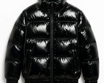 Chaqueta acolchada brillante para hombre y mujer: nailon ultrabrillante / Chaqueta con capucha cálida de invierno /