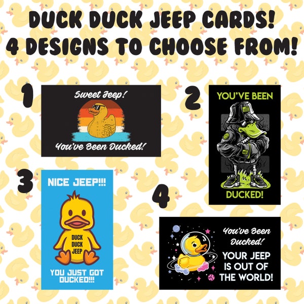 Duck Duck Tags for Jeep Owners FAST SHIPPING / Jeep Duck Cards / Jeeps / Duck Tags Cards / duck cards for jeep / duck tags for jeep