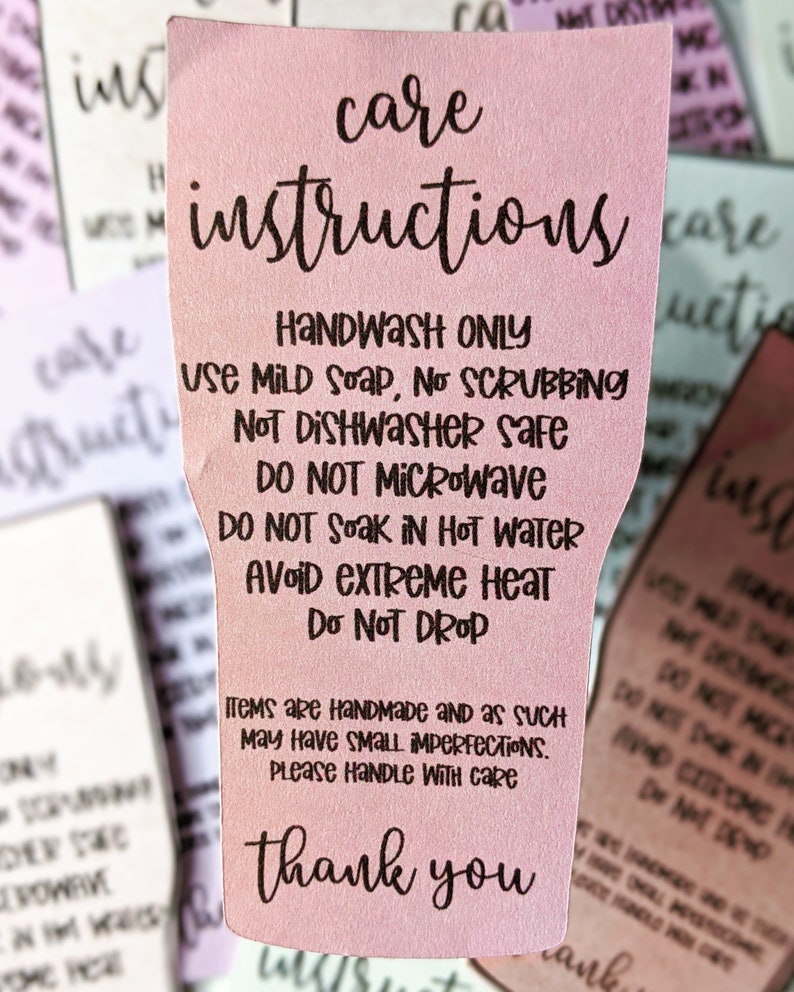 Tumbler care instructions Tumbler washing instructions Etsy