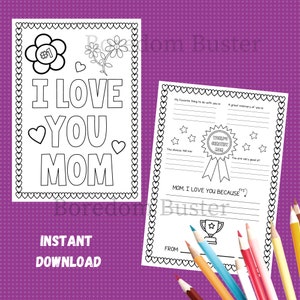 Mother's Day Printable, Happy Birthday Mom, About My Mom, Coloring Sheet for Mom, Mother's Day Questionnaire, Keepsake Gift for Mom