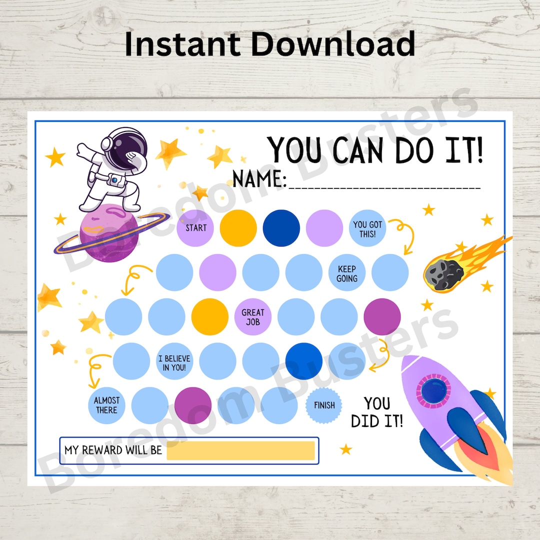 Space Astronaut Reward Chart for Kids: Editable Chore Chart (digital ...