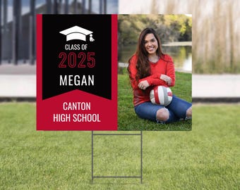 Personalized Graduation Yard Sign 2026 - Double Sided Senior Photo Banner (24x18 in)