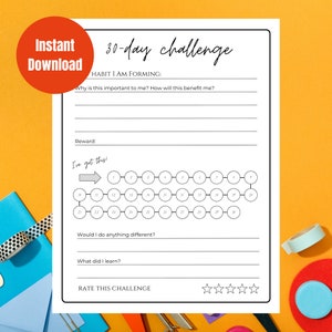 30 Day Challenge Tracker, New Habit Tracker, Printable Goal Challenge, Simple 30 Day Tracker, Minimalist Challenge, Goals Tracker, PDF