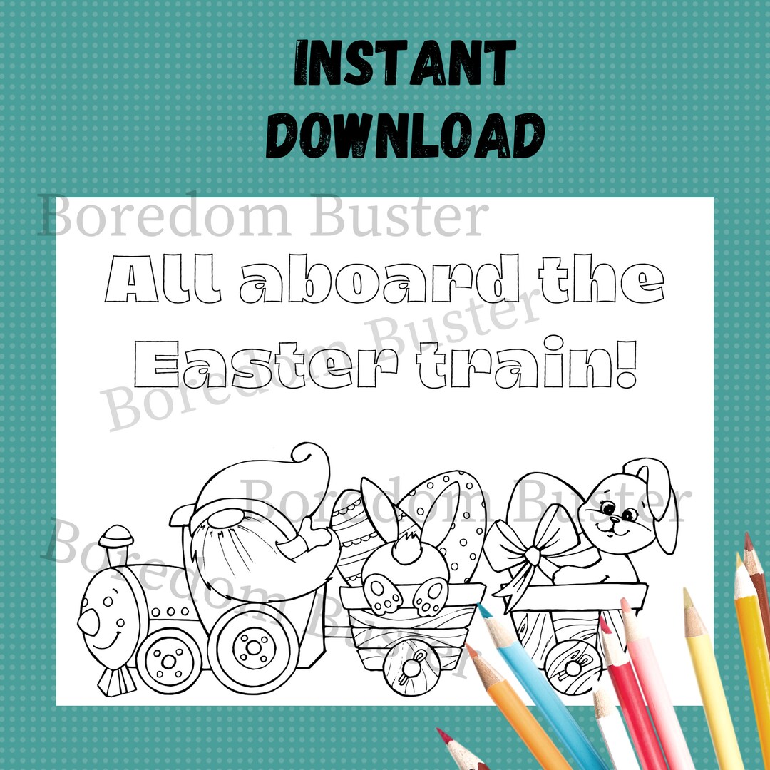 Easter Gnome Train Coloring Page | Printable Spring Activity (PDF) - Etsy
