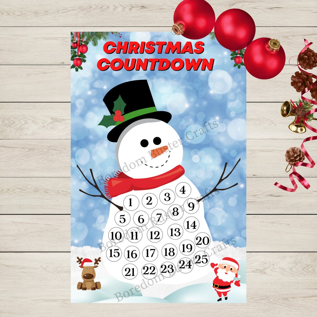 Printable Snowman Countdown to Christmas, Christmas Advent Calendar Days Till Christmas 