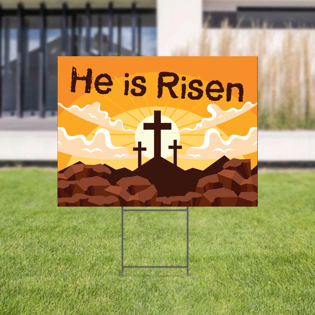 Easter Cross Yard Sign Happy Easter Double Sided Jesus Has Risen