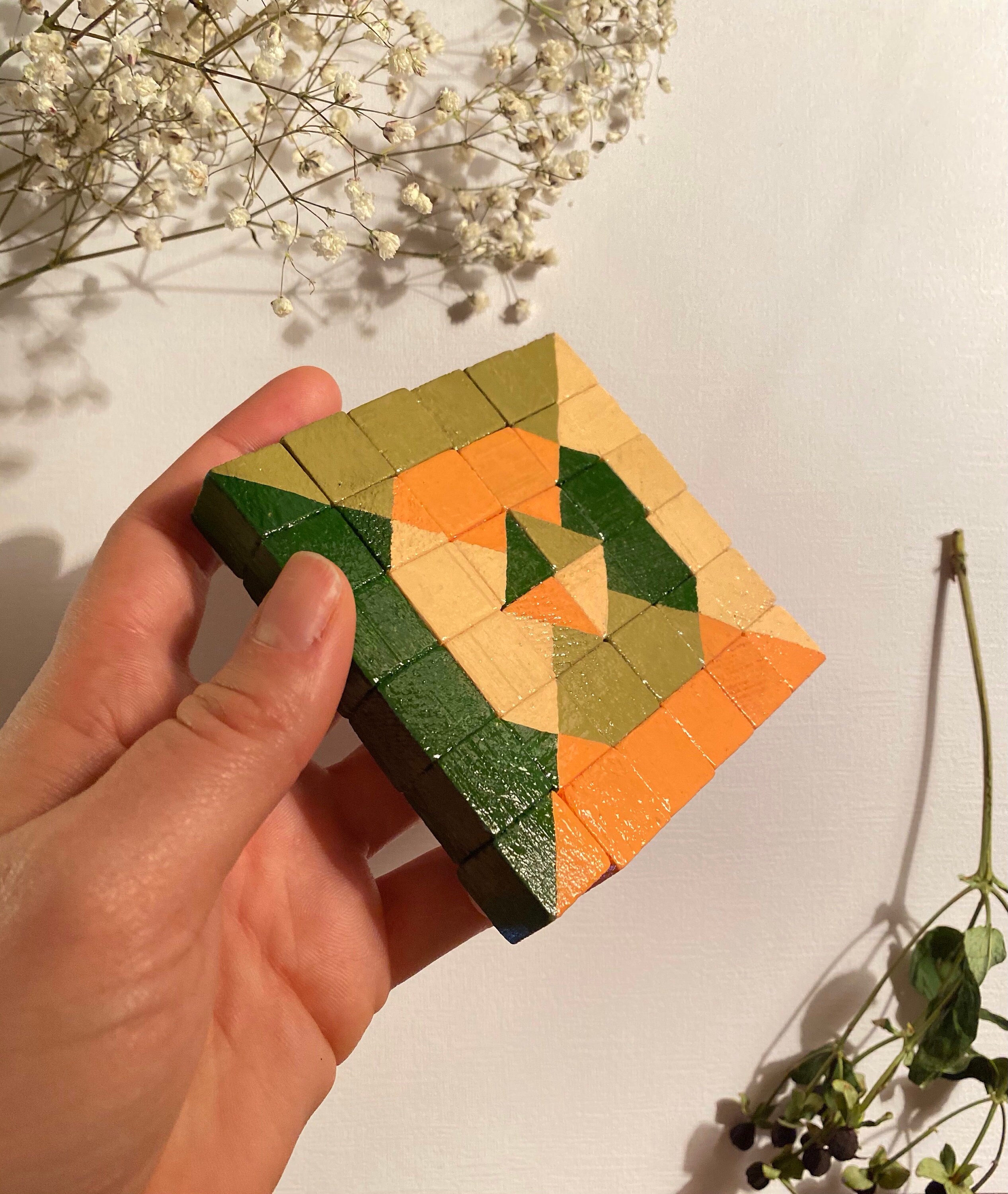 Handpainted Geometric handmade Coasters Etsy