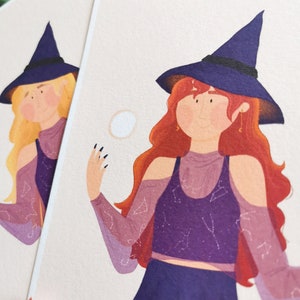 Witch Casting Spells Print, Digitally Illustrated Art, Halloween Print, A5, A4 image 1