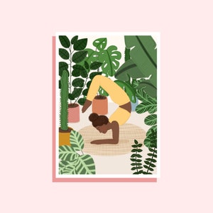 Yoga and House Plants Print #4, Digital Illustration Art Print, A5, A4