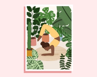 Yoga and House Plants Print #4, Digital Illustration Art Print, A5, A4