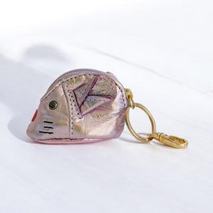 Portachiavi Cashmouse in pelle rosa metallizzato