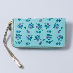 Cartera doble cremallera cuero Millefleur ltblue