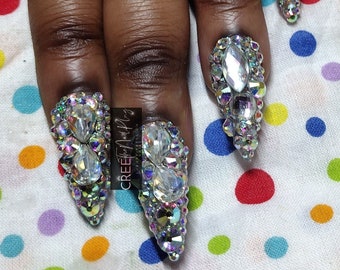 Custom Diamond Clustered Press on Gel Nails
