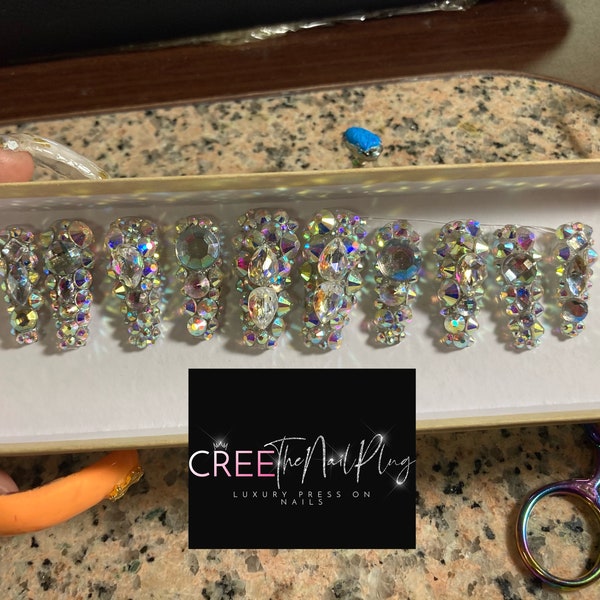 Custom Diamond Clustered Press on Gel Nails