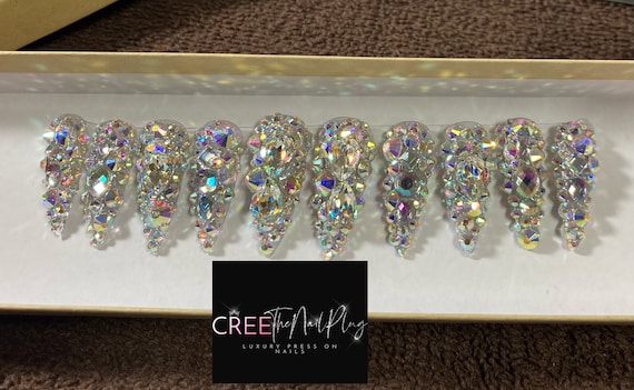 Custom Handcrafted Diamond Clustered Luxury Press ons