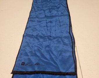 Vintage 1970s blue and black Anne Klein scarf. 9x51