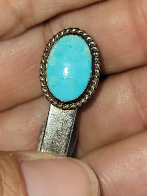 Vintage 1970's Greenish blue oval shaped gem stone