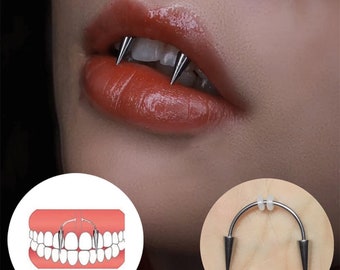 Vampire Septum Dracula Nail Piercing Tiger Tooth fangs Nail Steel C Rod Smile Lip ring Zombie Decoration Medical Stainless Steel Jewelry