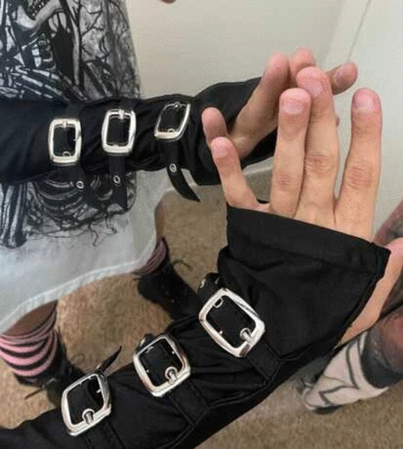Emo Grunge Fingerless Glove Gothic Punk Rock Techwear Hand Etsy