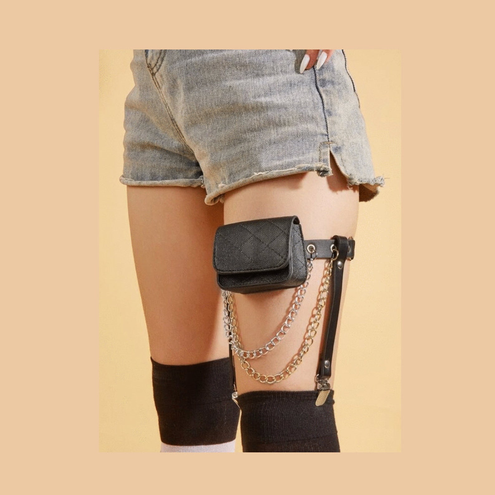 Chain Garter Belt Decor With Mini Bag Punk Gothic Indiana Etsy