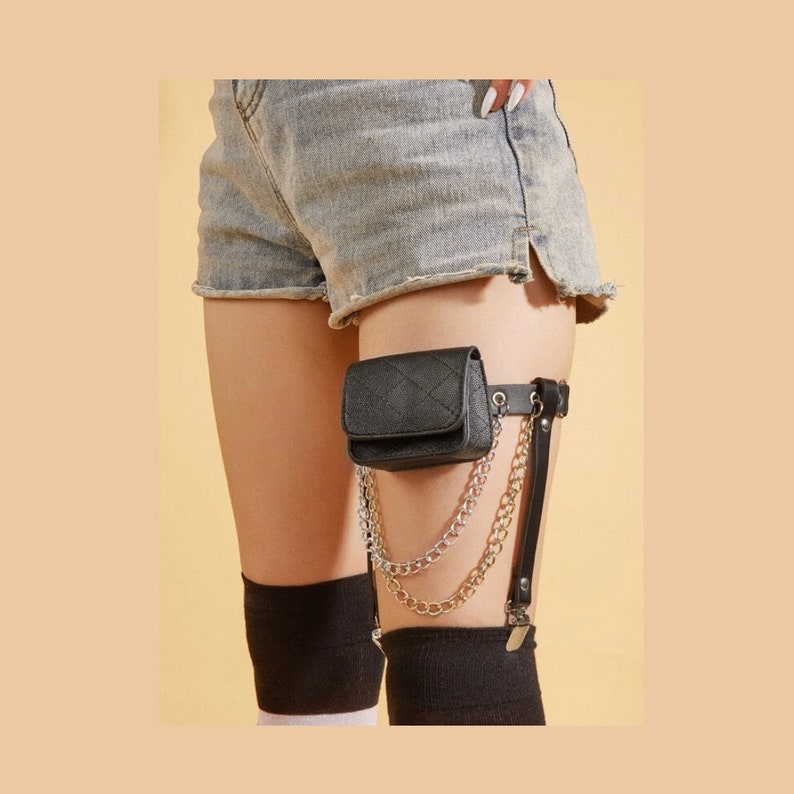 Chain Garter Belt Decor With Mini Bag Punk Gothic Indiana Etsy