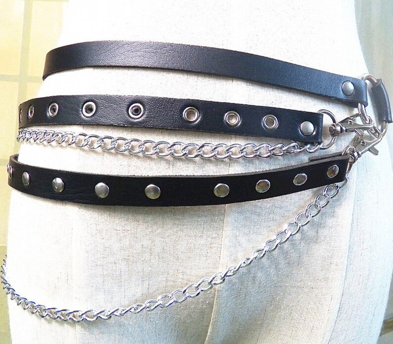 Grommet Belt Punk Layered O Ring Studded Chain Belt Y2K Etsy