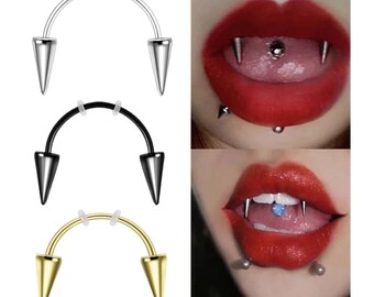Vampire Septum Dracula Nail Piercing Tiger Tooth fangs Nail Steel C Rod Smile Lip ring Zombie Decoration Medical Stainless Steel Jewelry