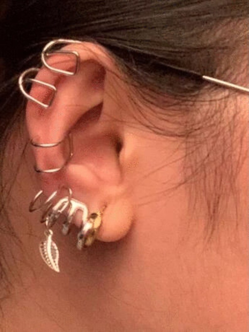 Punk Gothic Ear Cuffs Chains Piercing Non Piercing Etsy