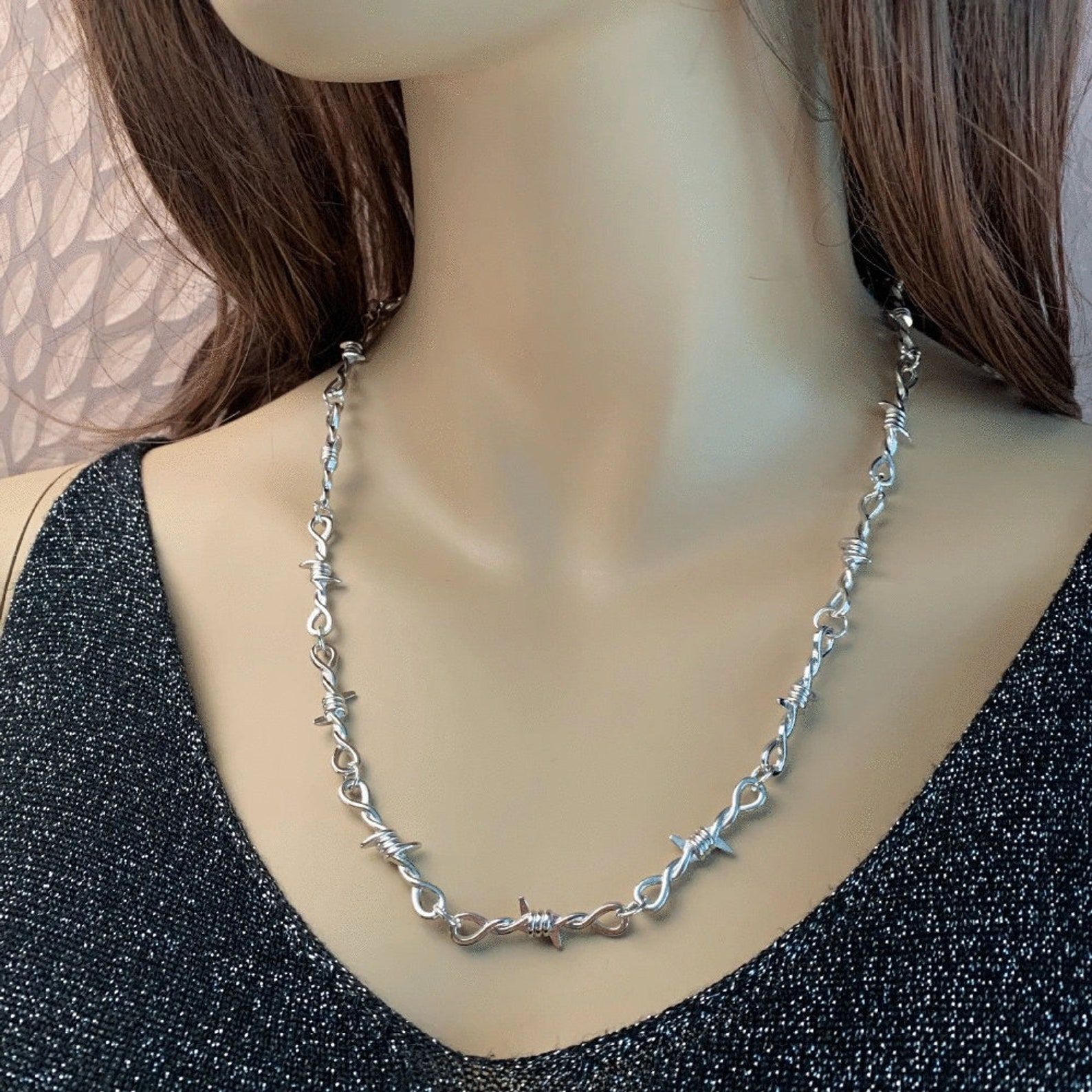 Barbed Wire Choker Barbed Wire Necklace Silver Barbed Wire Etsy