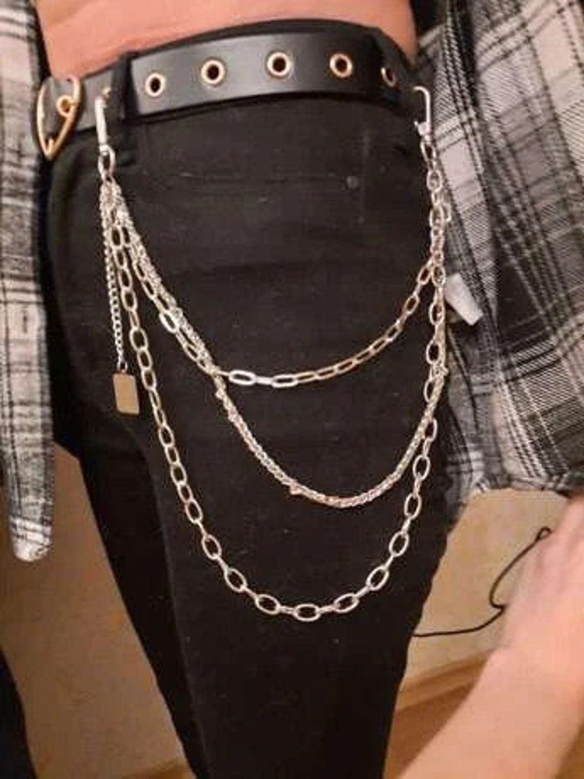 Chain Belt Men Women Punk Emo Gothic Layered O Ring Wallet Etsy
