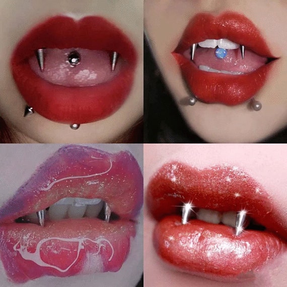 Vampire Septum Dracula Nail Piercing Tiger Tooth Fangs Nail Etsy