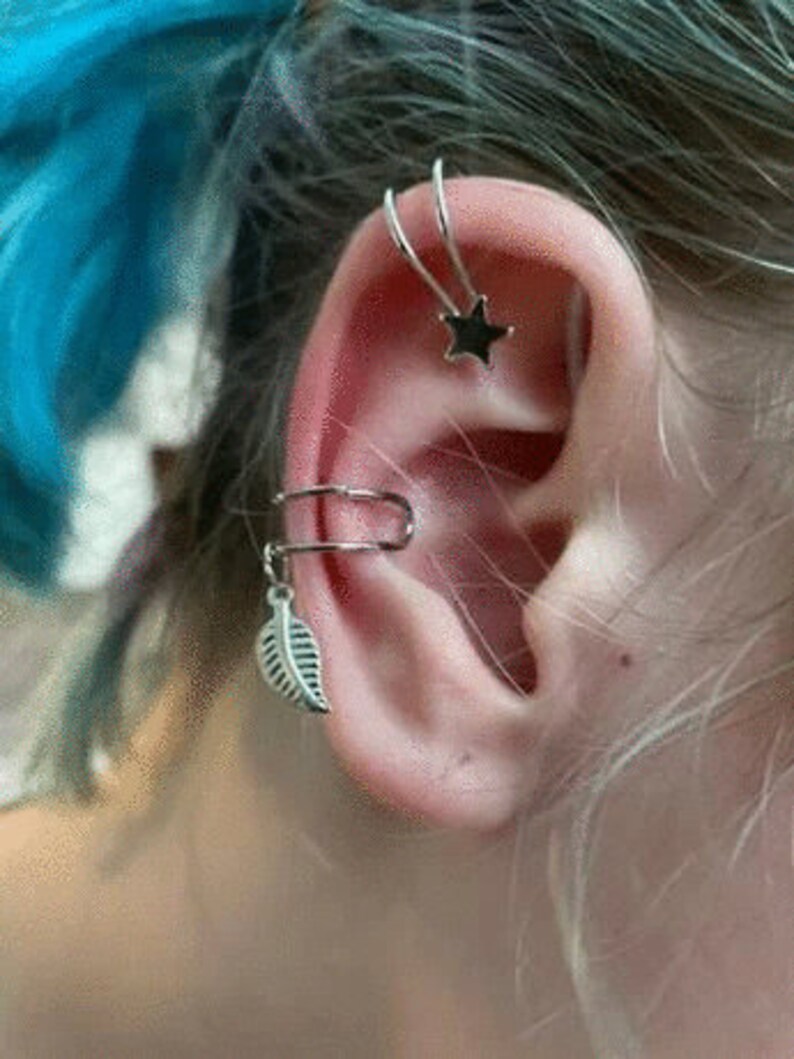 Punk Gothic Ear Cuffs Chains Piercing Non Piercing Etsy