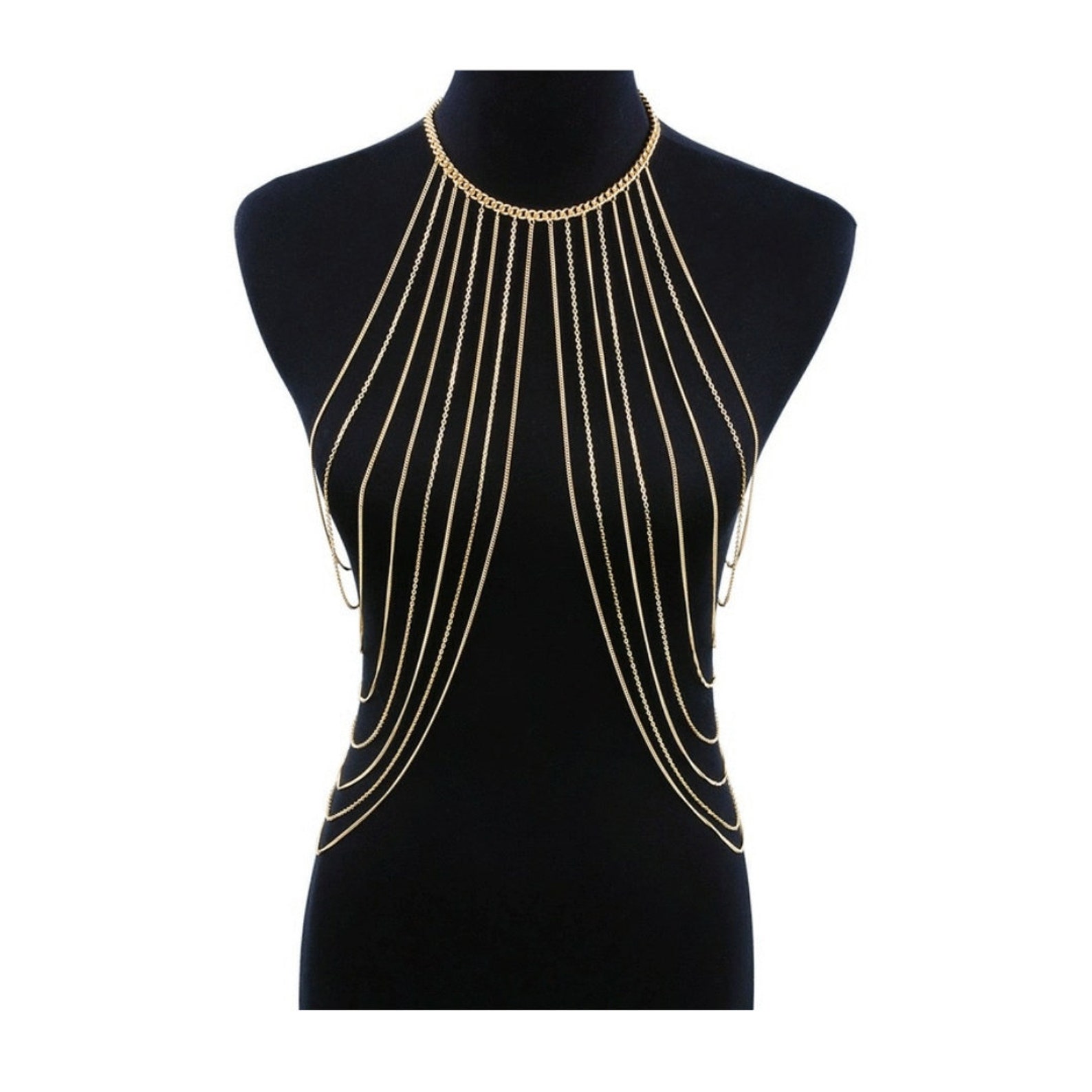 Plus Size Body Chain Harness Belly Dancer Halter Layered Etsy