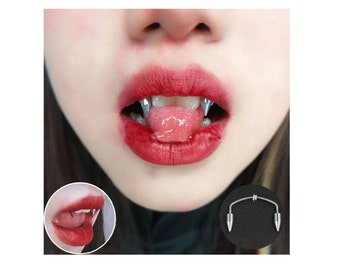 Vampire Septum Dracula Nail Piercing Tiger Tooth fangs Nail Steel C Rod Smile Lip ring Zombie Decoration Medical Stainless Steel Jewelry