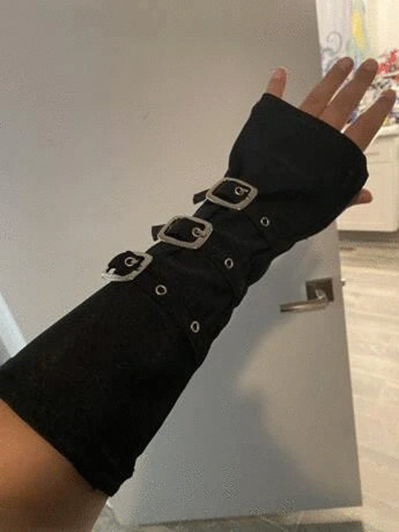 Emo Grunge Fingerless Glove Gothic Punk Rock Techwear Hand Etsy