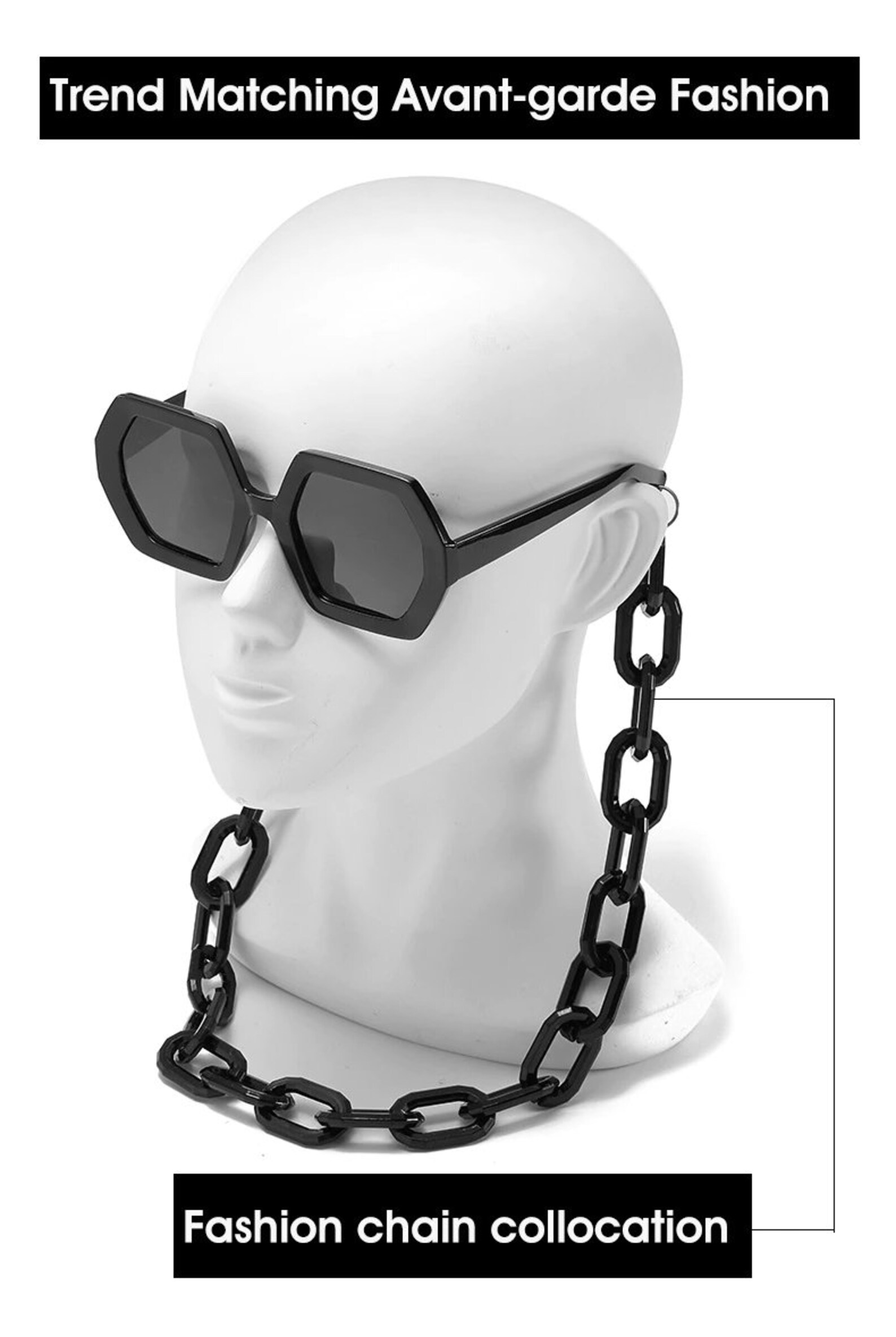 White Sunglasses Chain Necklace 2021 Luxury Polygon Square Etsy