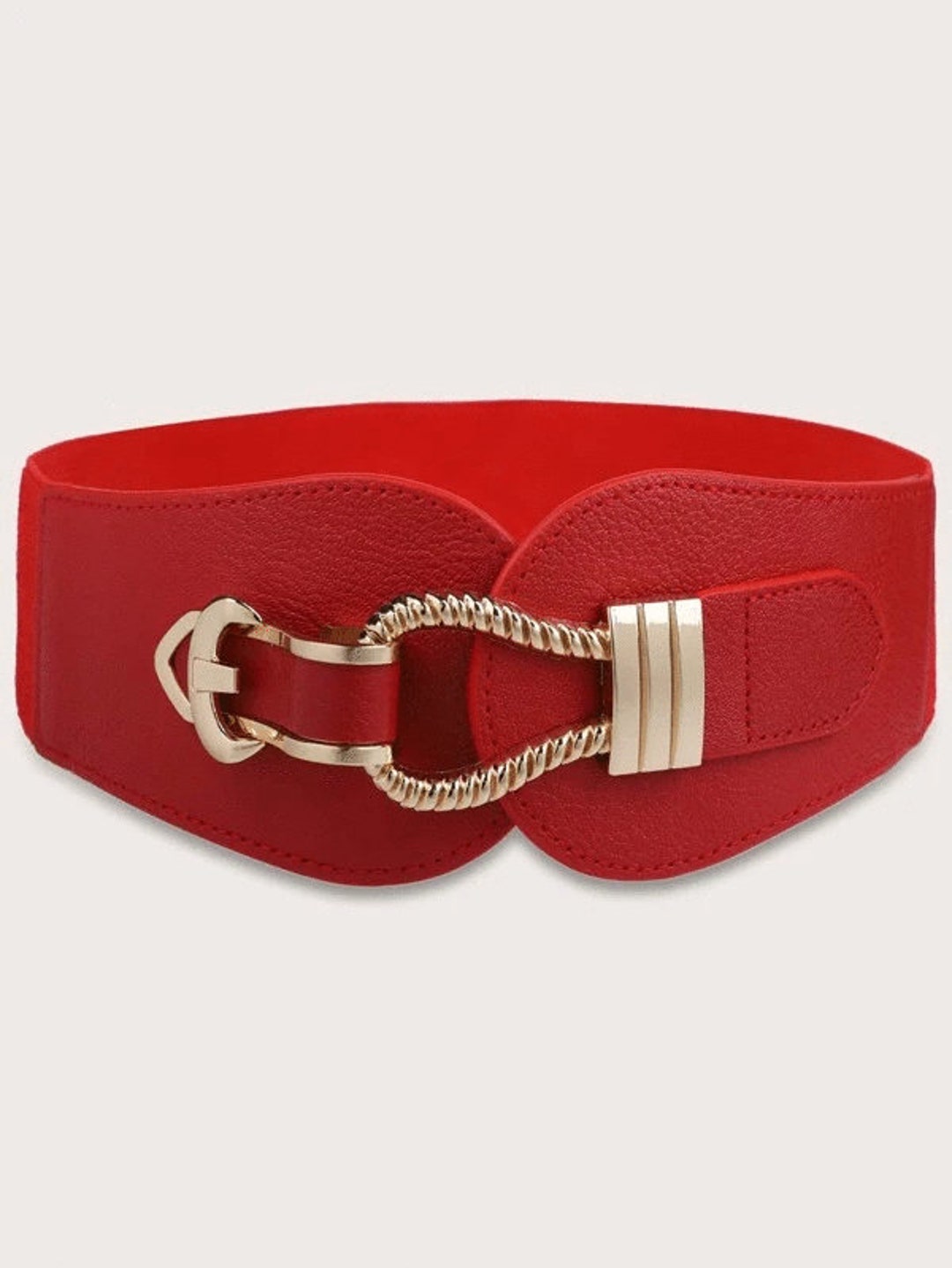 Red Leather Thick Gold Belt Corset Belt Y2K Vintage - Etsy