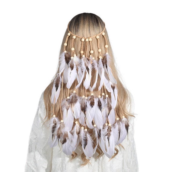 Boho Feather Headband for Woman Men 