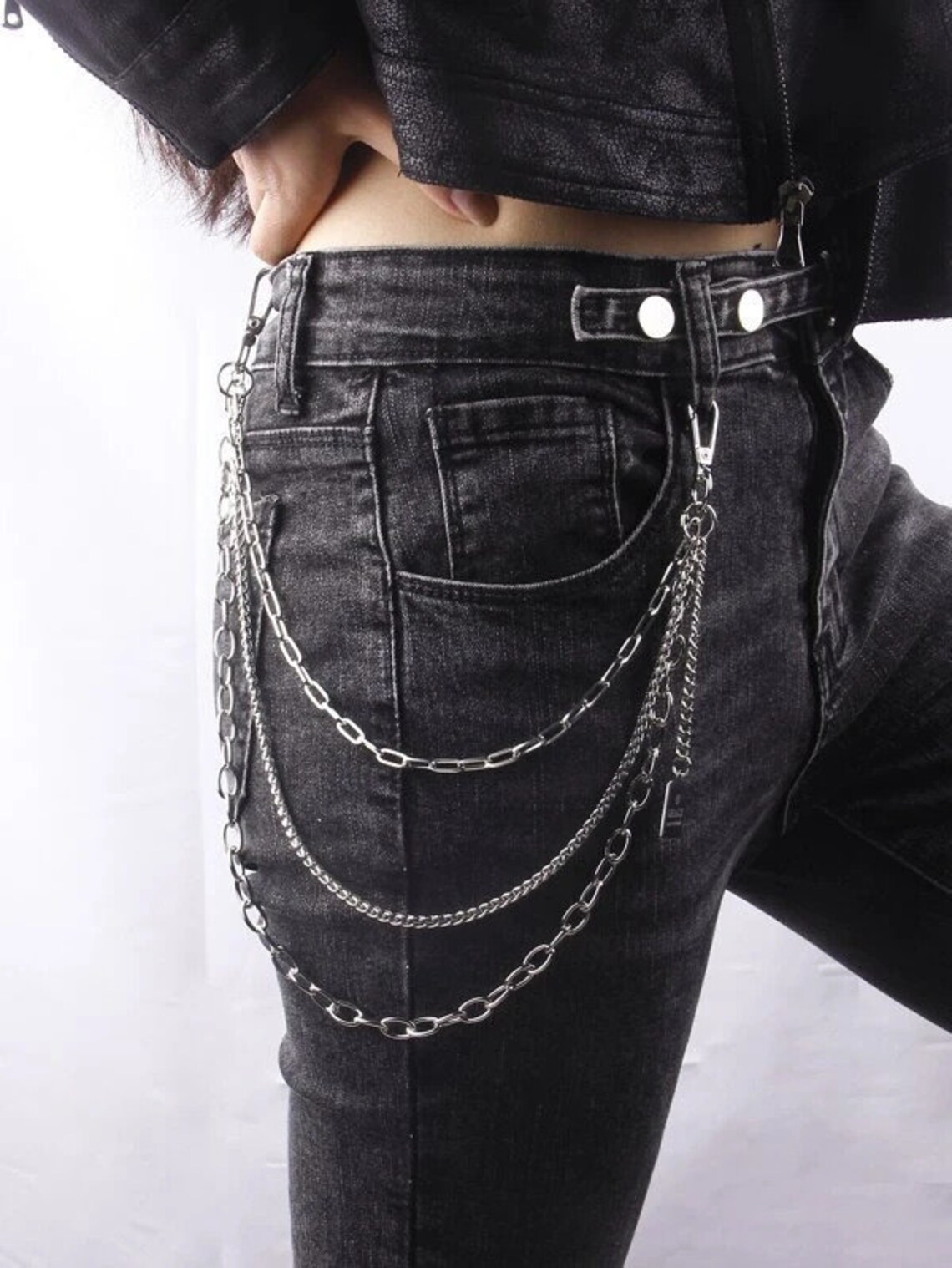 Chain Belt Men Women Punk Emo Gothic Layered O Ring Wallet Etsy