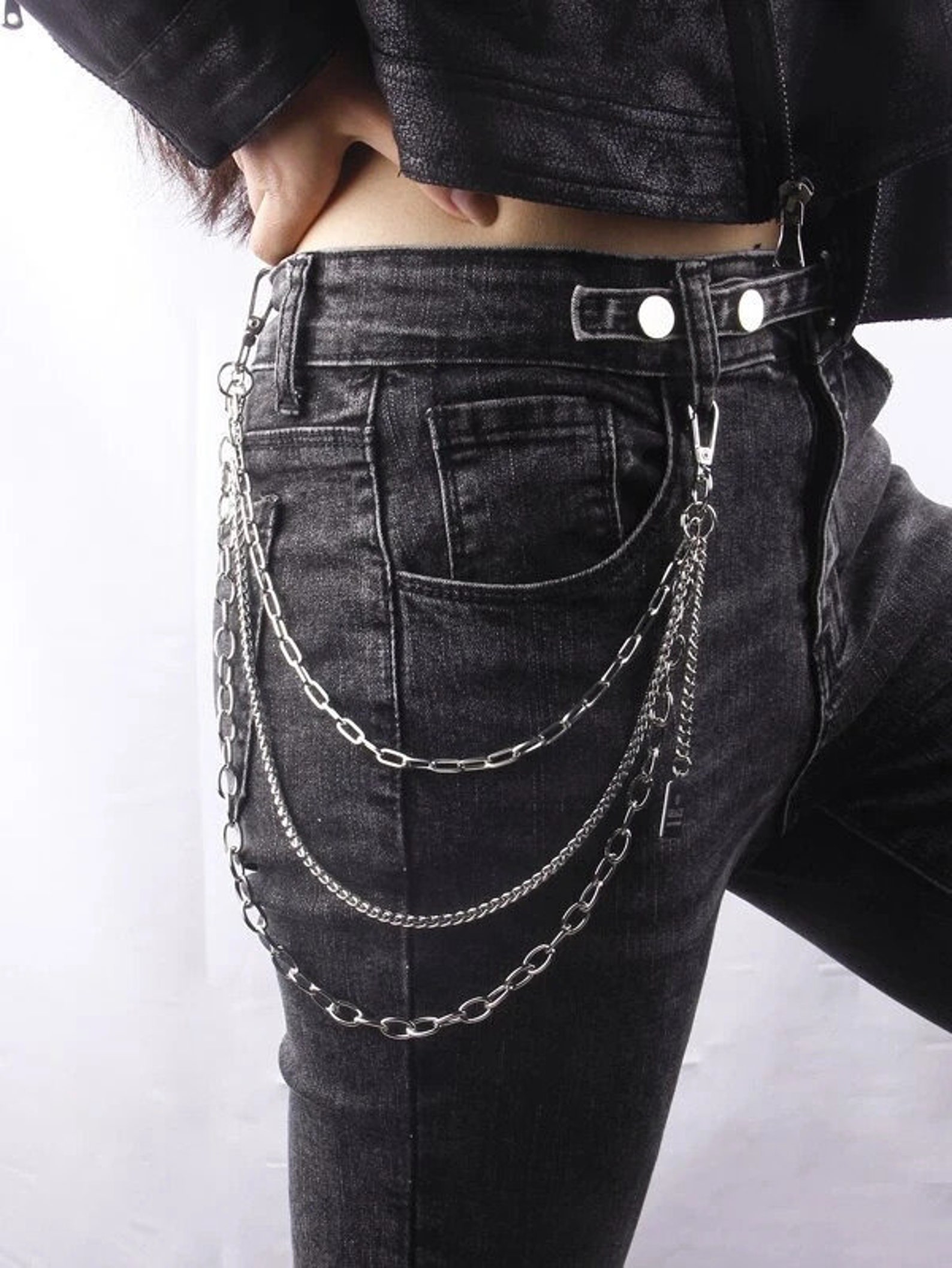 Chain Belt Men Women Punk Emo Gothic Layered O Ring Wallet Etsy