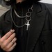 Punk Geometric Silver Color Chain Cross Pendant Necklaces For Men Women Trendy layered Goth Metal Chain gothic cyberpunk Jewelry Necklace 