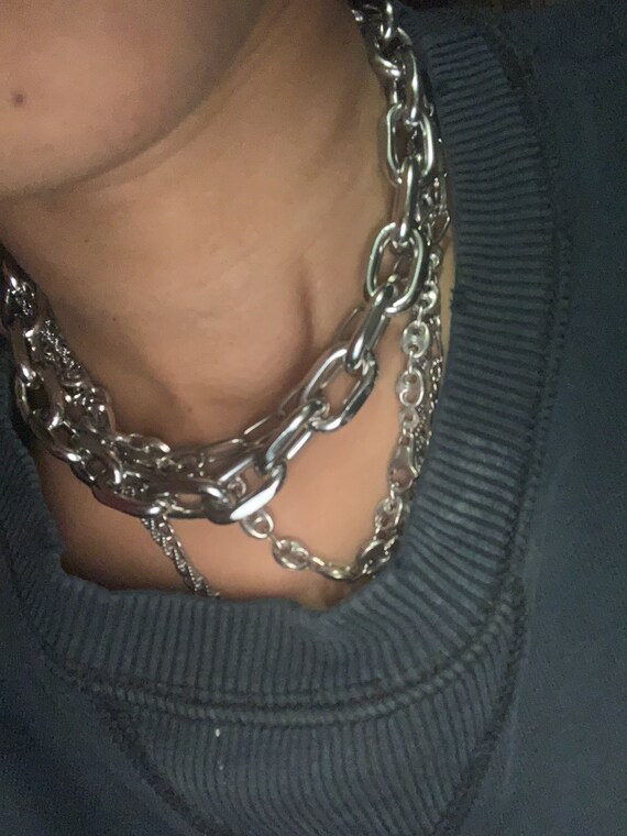 Chain Choker Necklace Punk Metal Big 