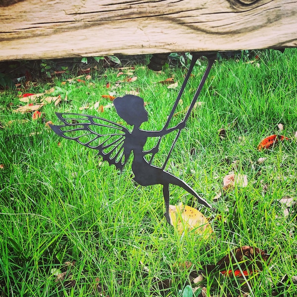 Florence Steel Swinging Fairy • Fairy Garden • Wall Art • Rusty Garden Ornament